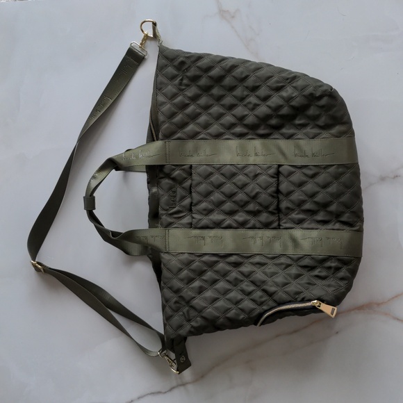 FINAL PRICE Nicole Miller Olive Green Quilted Weekender Duffle Bag